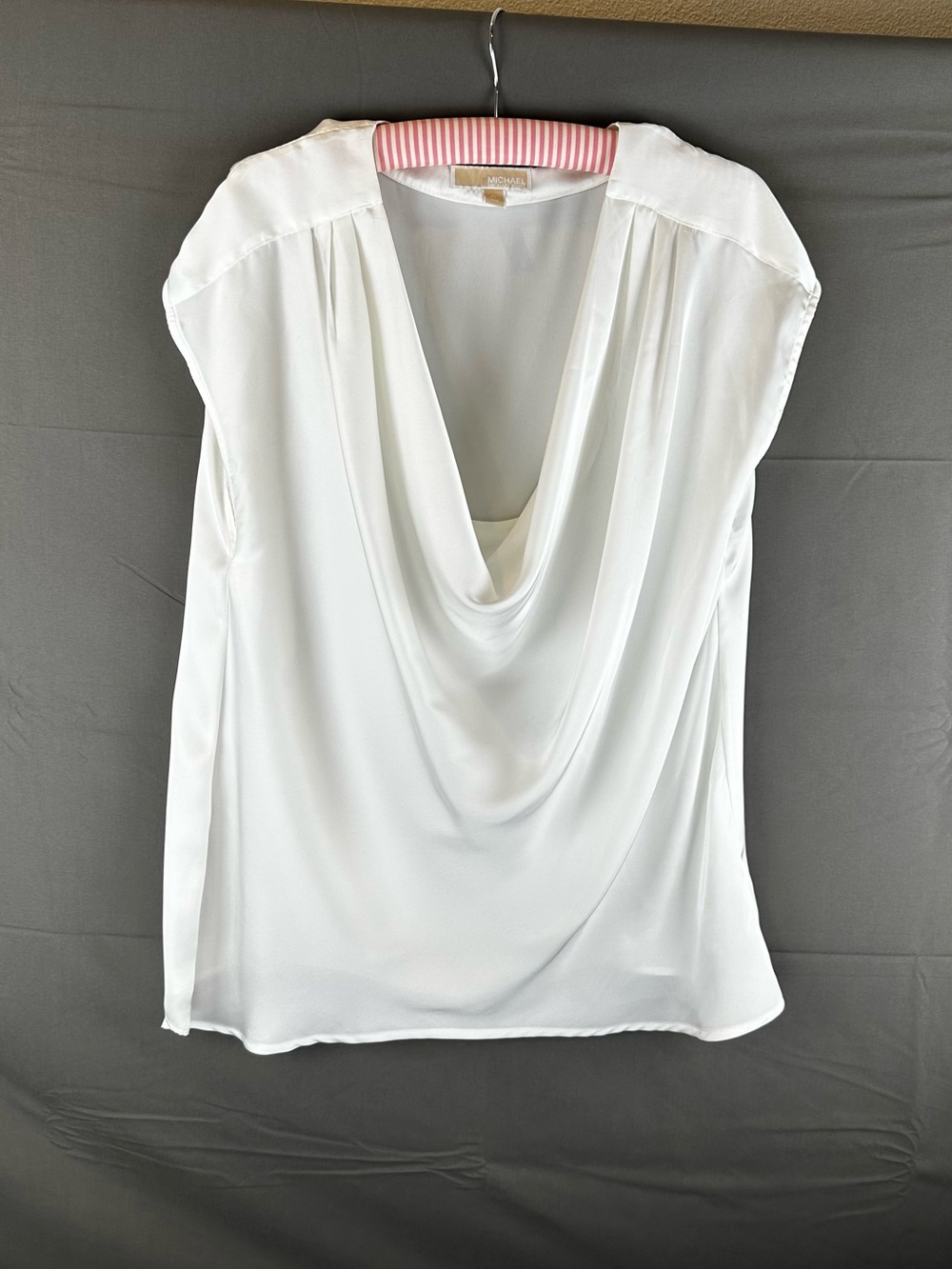 Michael Kors Cream Draped Cowl Neck Sleeveless Blouse